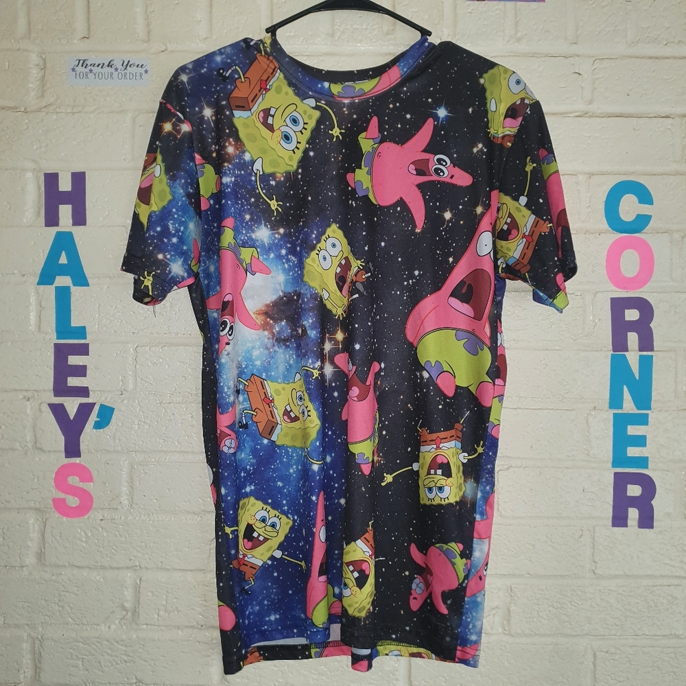 Spongebob Squarpants And Patrick In Space All Over Print Shirt